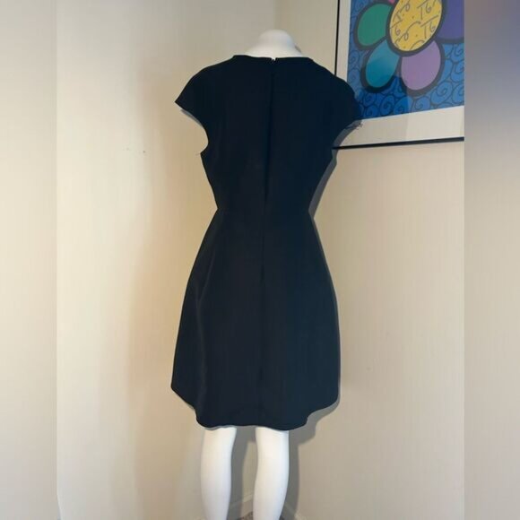 Halston Heritage Black A-line Mini Dress Size 10 - Picture 4 of 11